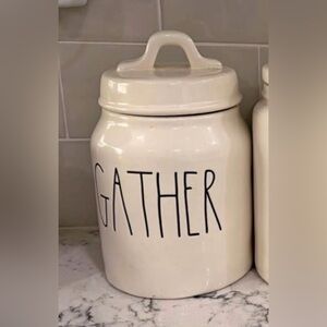 White GATHER' Kitchen Canister Rae Dunn